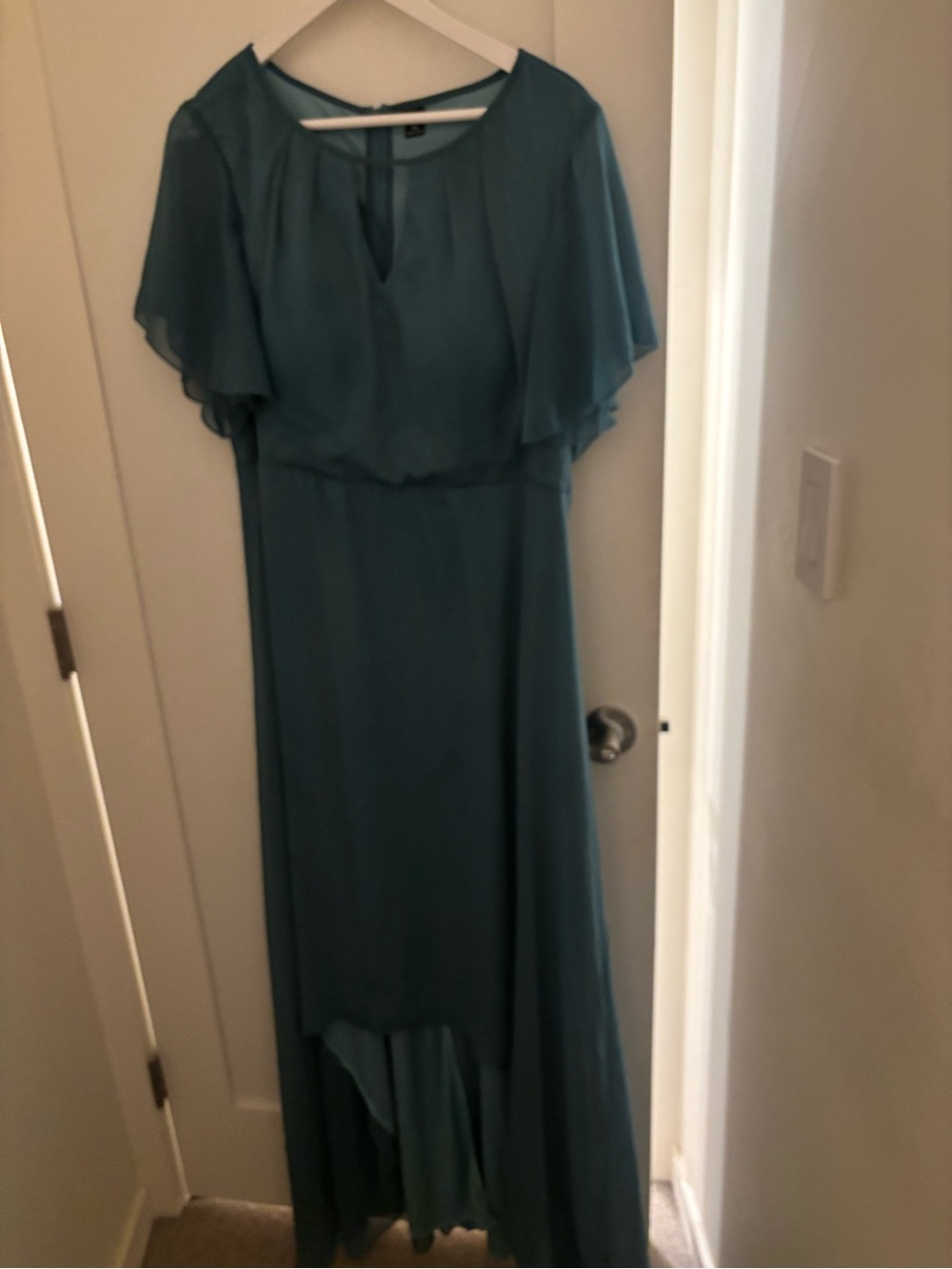 SHEIN Teal High-Low Chiffon Maxi Dress